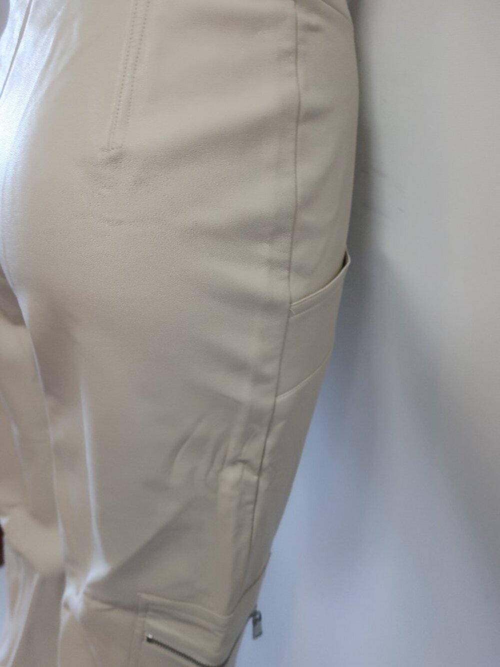 Womens Intermix Jolie Bone White (Item-56) PU Faux Leather Cargo Pocket Pants 4 - Picture 8 of 11